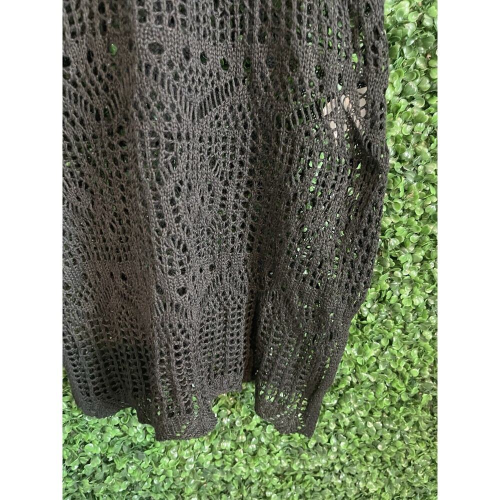 Black Crotchet Tank Top Cover Up Women Size Medium Beach Wear Boho Sheer Whimsy - Picture 7 of 11